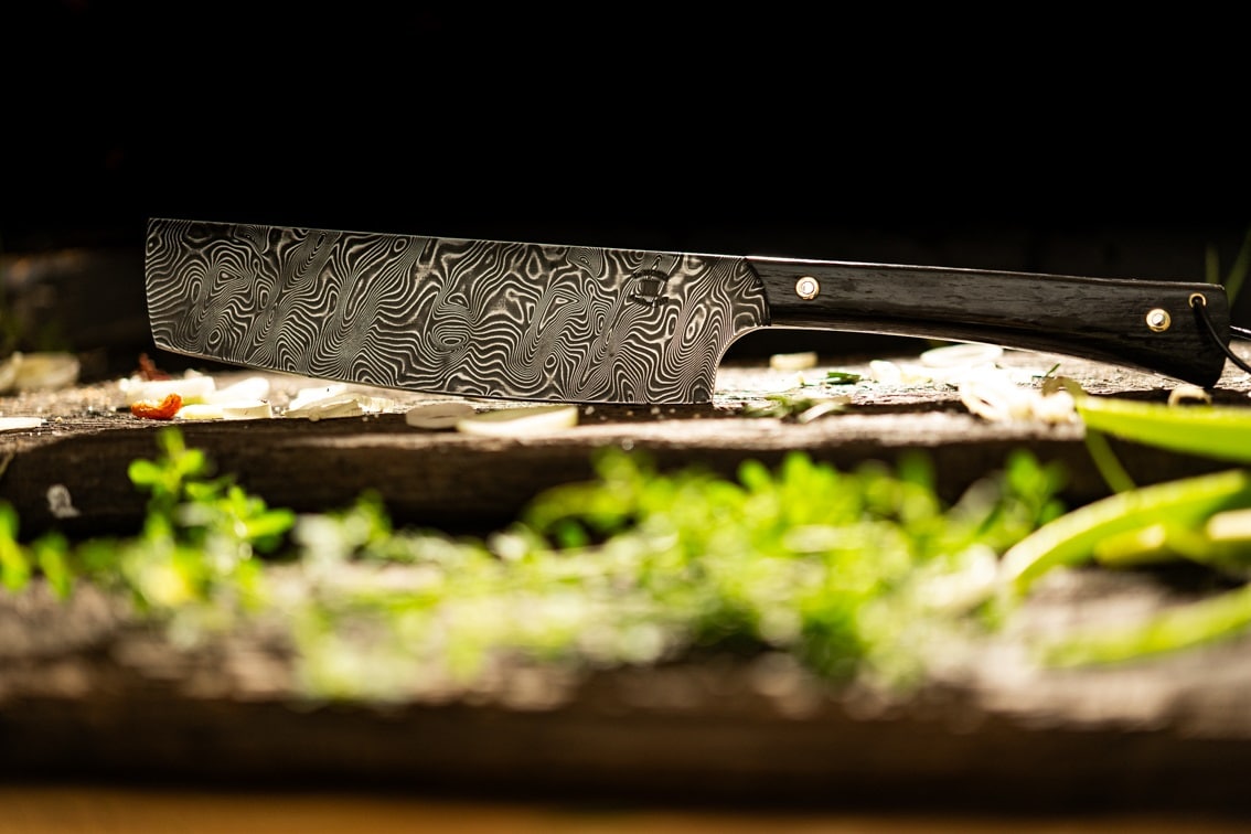 Couteaux de cuisine Légende lame en acier damassé et manche en bois