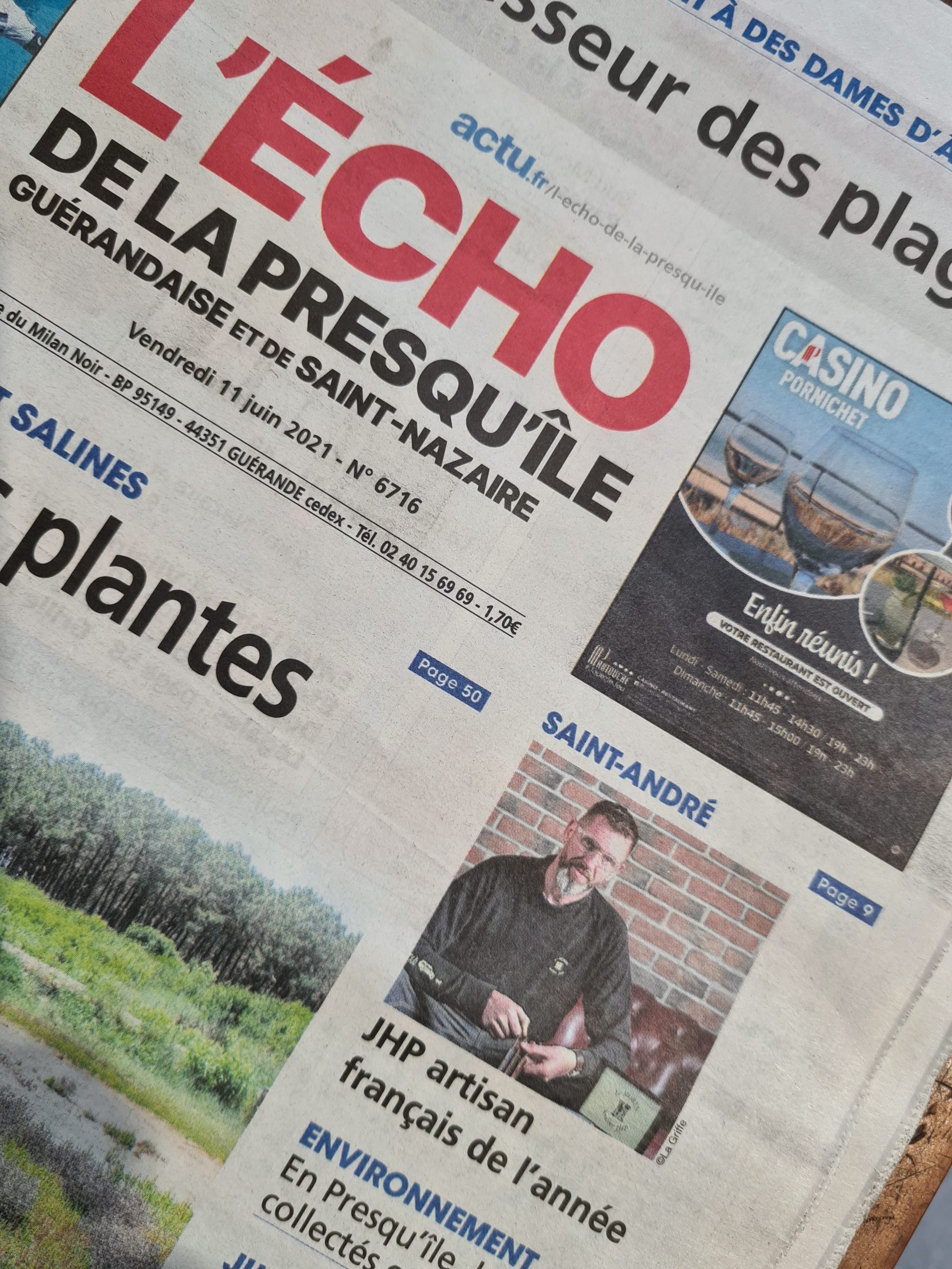 Écho de la Presqu'île - Couteaux Morta en première page