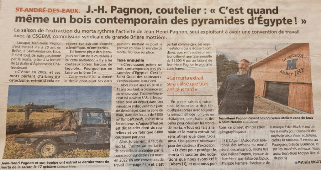 Article du journal L'écho de la presqu'île sur le nouvel atelier JHP et le Morta